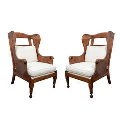 Pair of Wing Back Chairs with Cushions