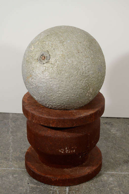 Unique Pair of Iron and Stone Ball Finials