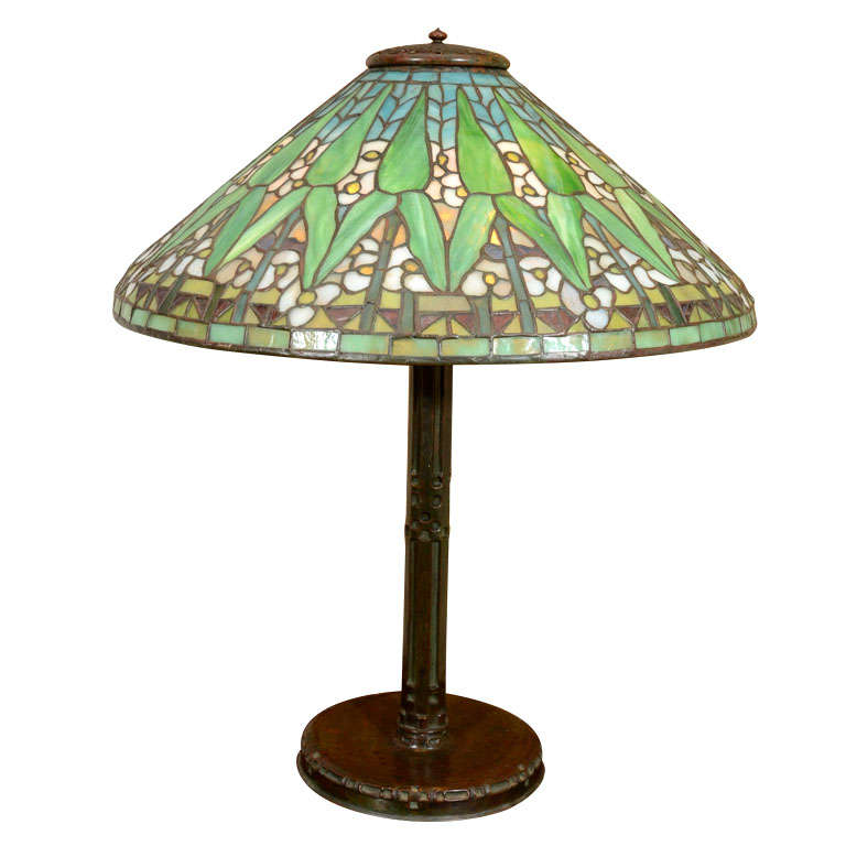Tiffany Studios Glass Lamp, Arrowroot or Arrowhead Table Lamp For Sale