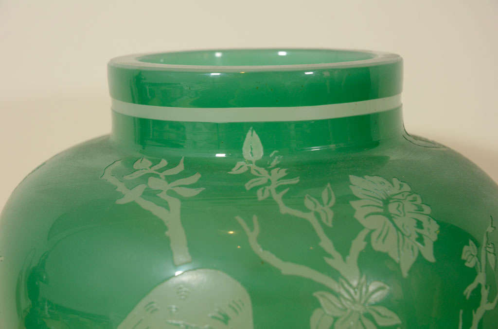 Steuben Acid-Cutback Vase, Bird Design For Sale 1