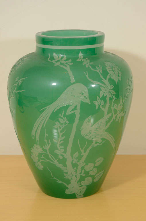 Steuben Acid-Cutback Vase, Bird Design For Sale 2