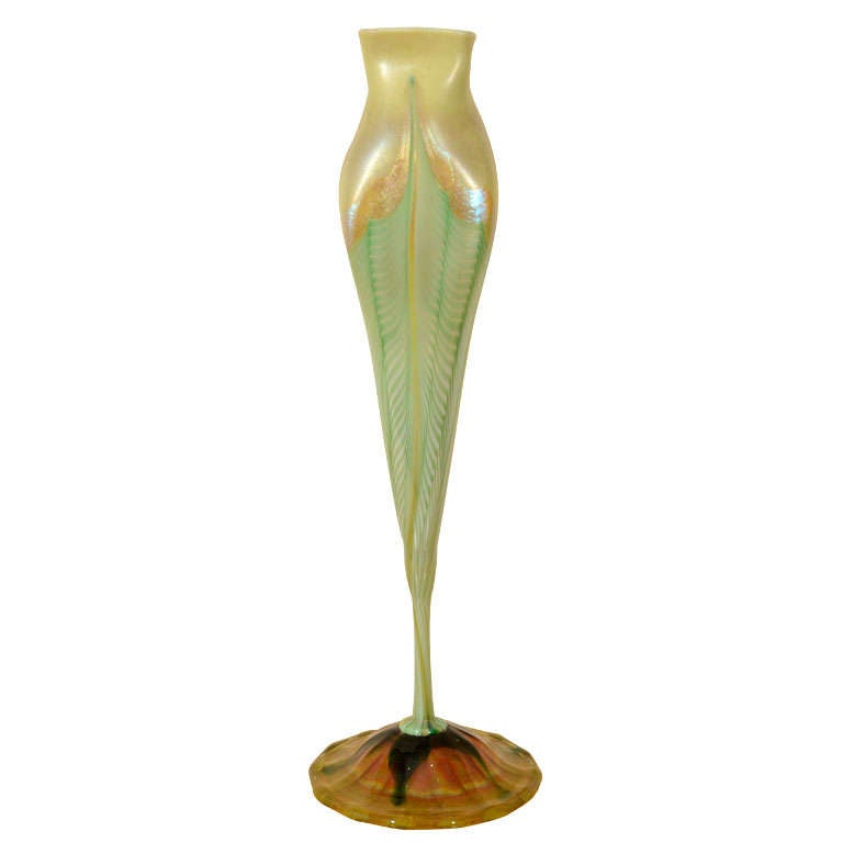 Tiffany Studios, Tiffany Favrile "Calyx" "Lily" Floriform Vase For Sale