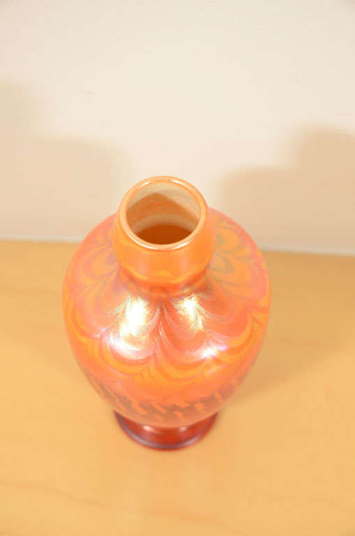 Tiffany Studios, favrile tiffany glass Decorated Orange Vase