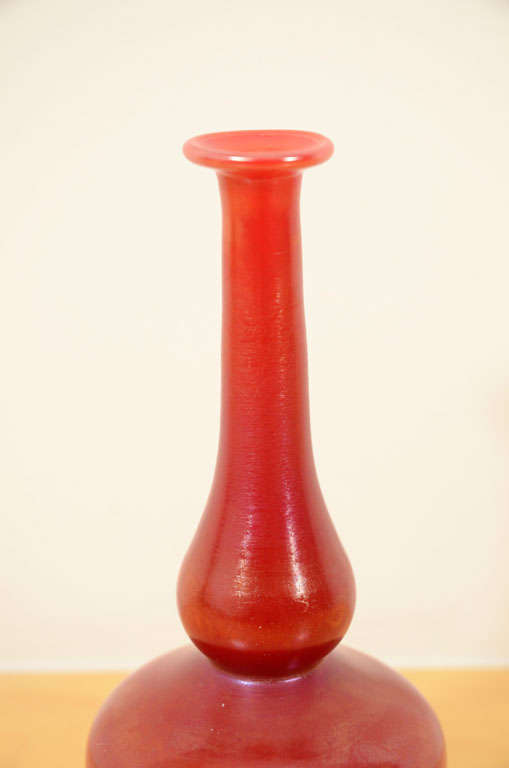 American Tiffany Studios, Favrile, Glass Red Vase For Sale