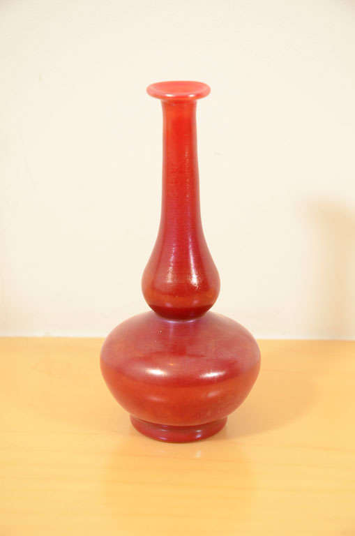 Tiffany Studios, Favrile, Glass Red Vase For Sale 1
