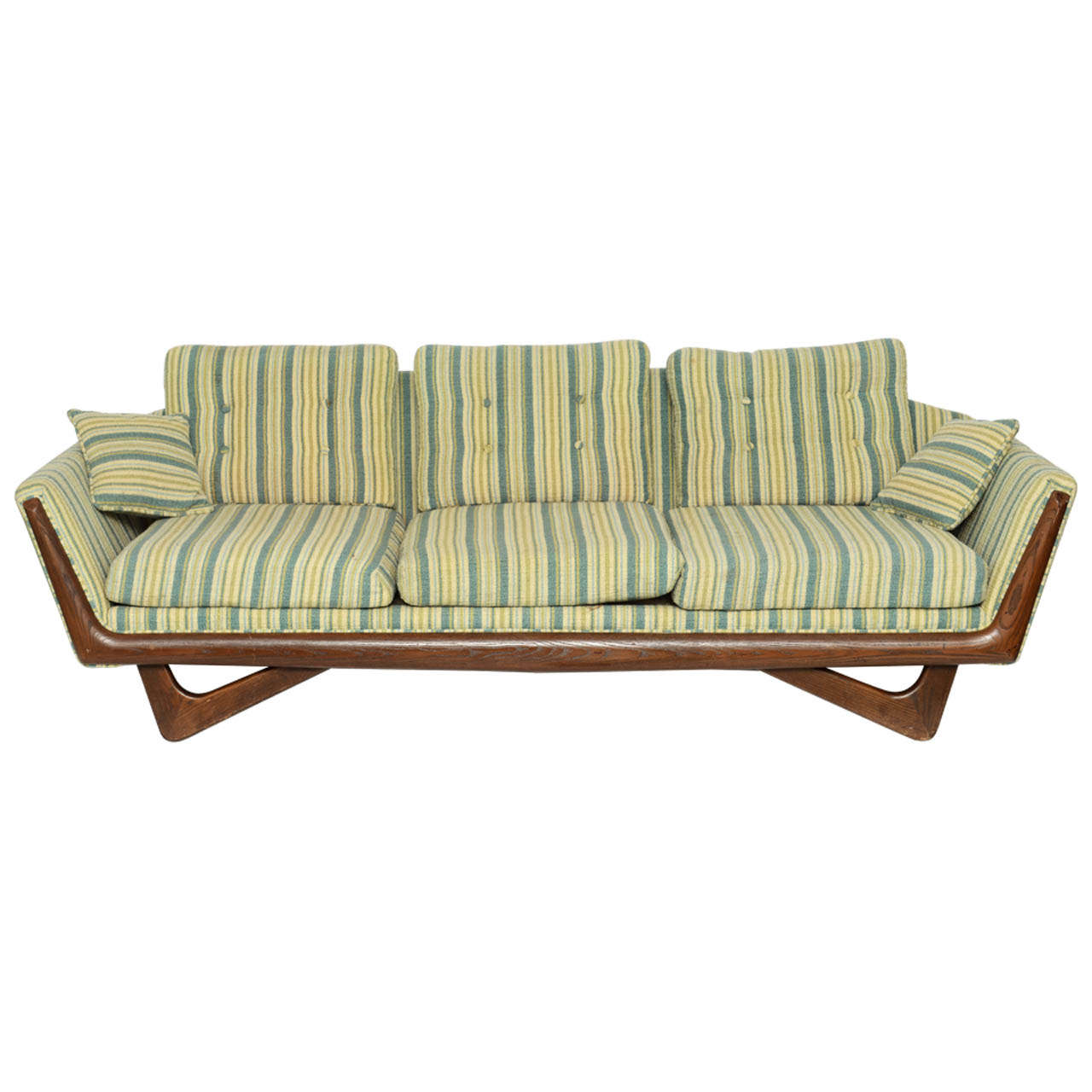 Adrian Pearsall Boomerang Sofa w/ Walnut Trim- Original Striped Upholstery 1960