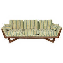 Adrian Pearsall Boomerang Sofa w/ Walnut Trim- Original Striped Upholstery 1960