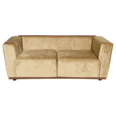 Beautiful Saccaro Velvet Love Seat with Walnut Trim, 21st Century SATURDAY SALE 3