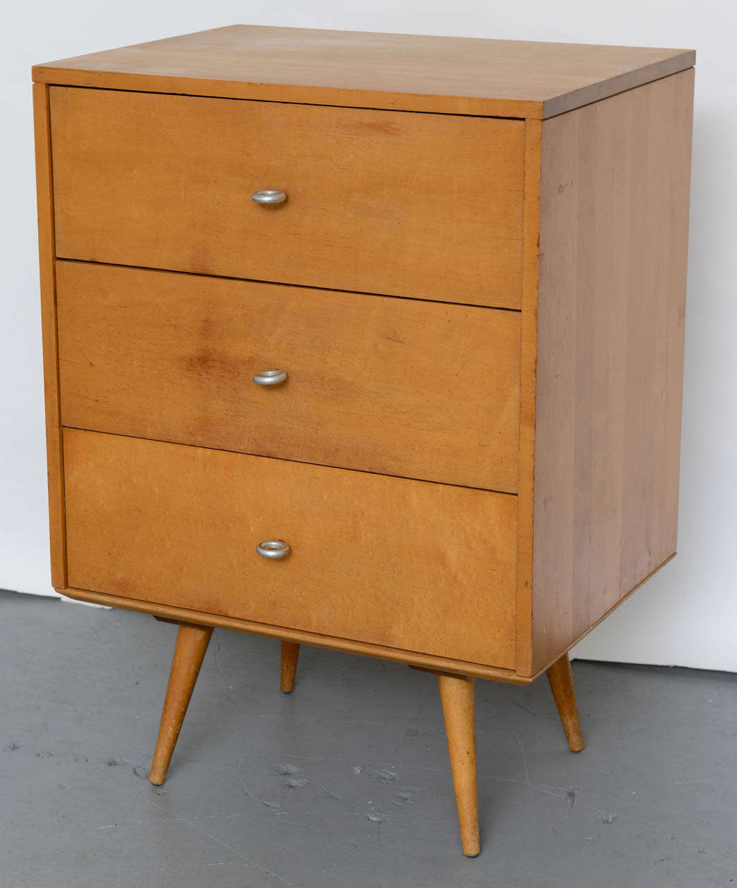 Paul Mccobb Planner Group 3 Drawer Side Table/Nightstand in Solid Maple