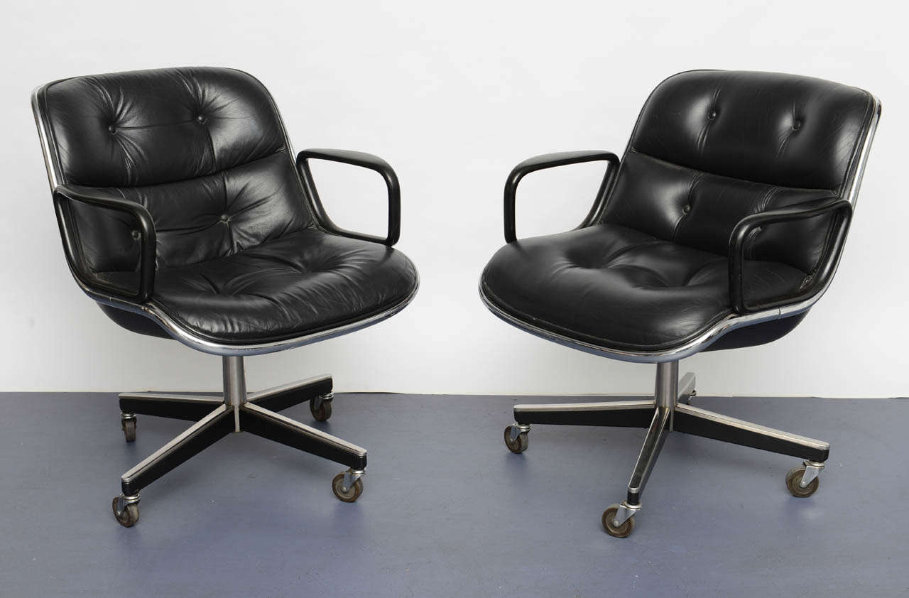 Mid-Century Modern Pair Of Charles Pollock Executive Desk Chairs