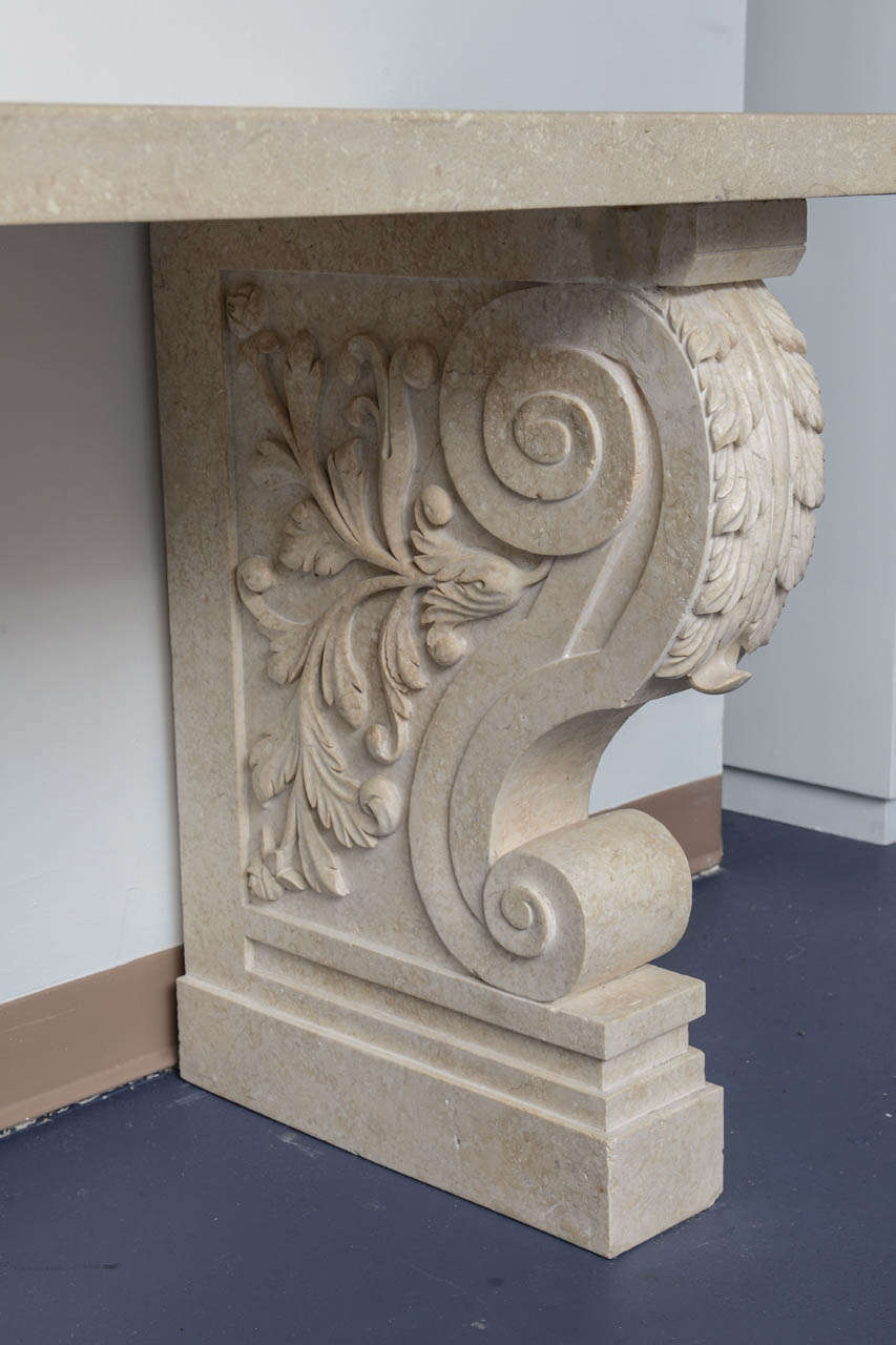 Stone Pair of Consoles in Neoclassical Style