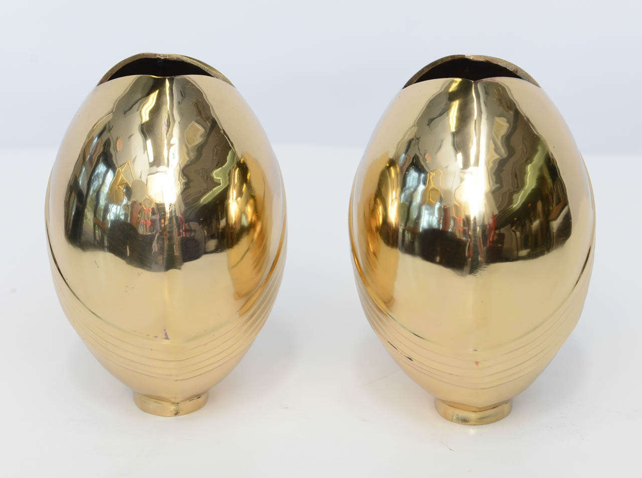 Pair of Sculptural Polished Brass Vases 2