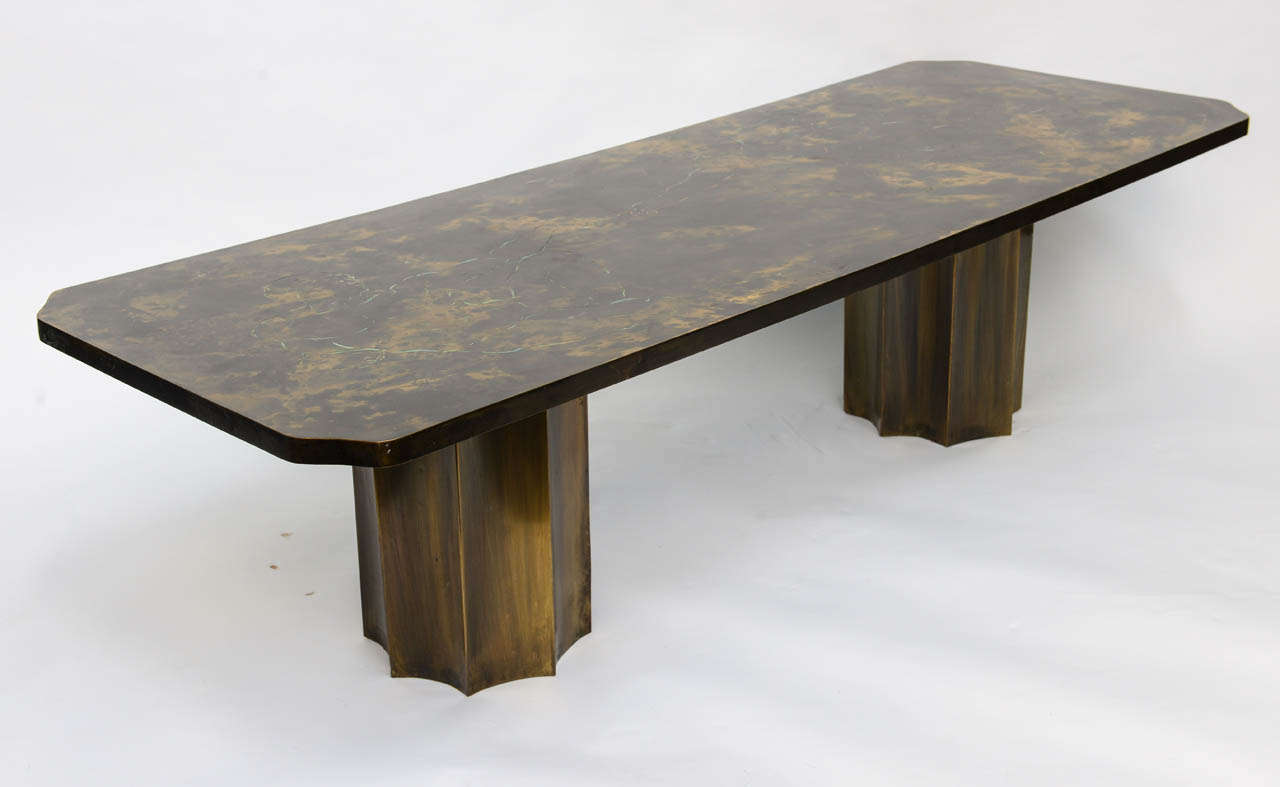 Phillip & Kelvin Laverne Etched Bronze Table, Signed 2