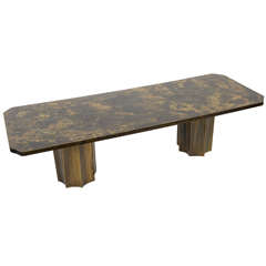 Phillip & Kelvin Laverne Etched Bronze Table, Signed