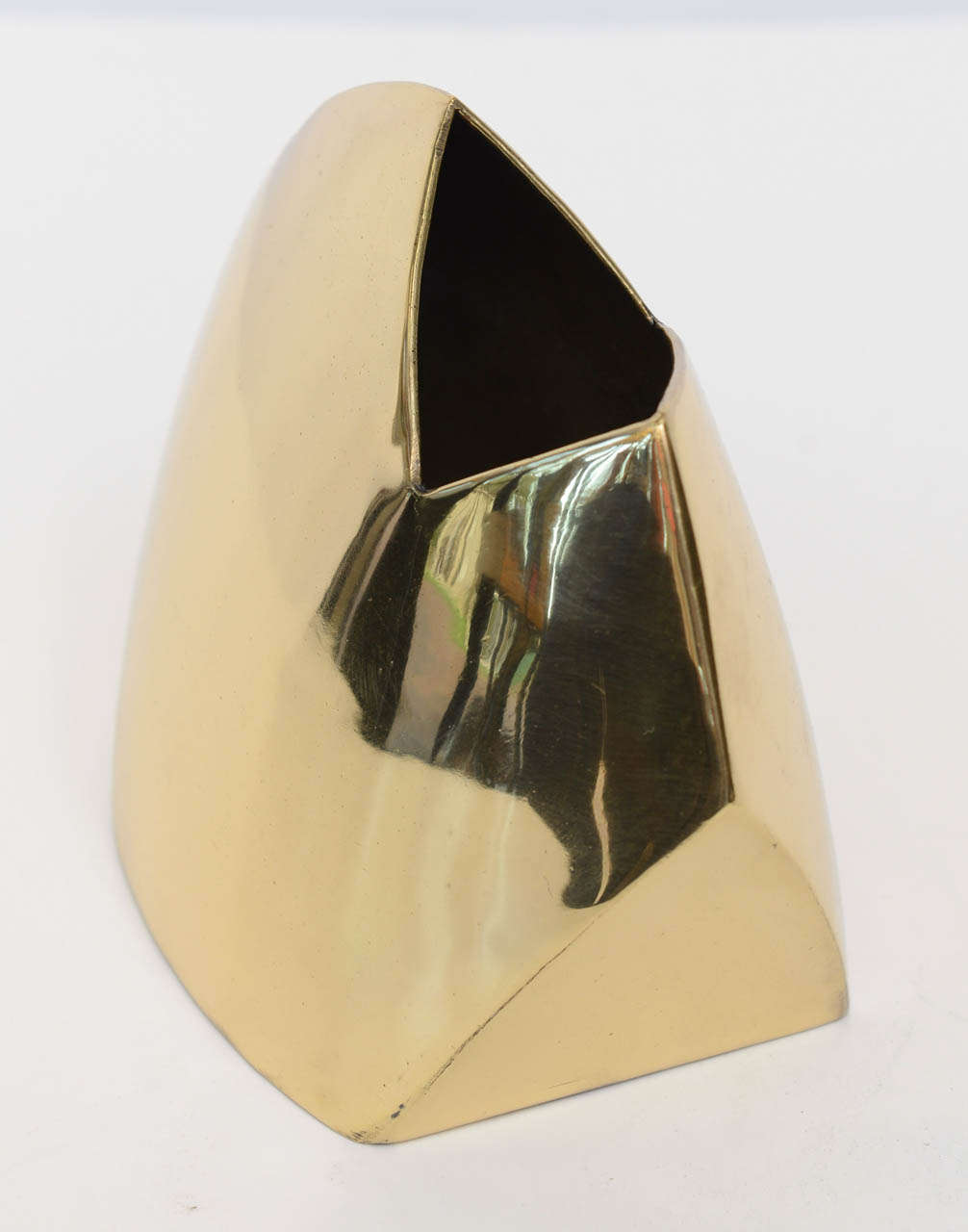 Mid-20th Century Geometric Brass Vessel by J. Johnston