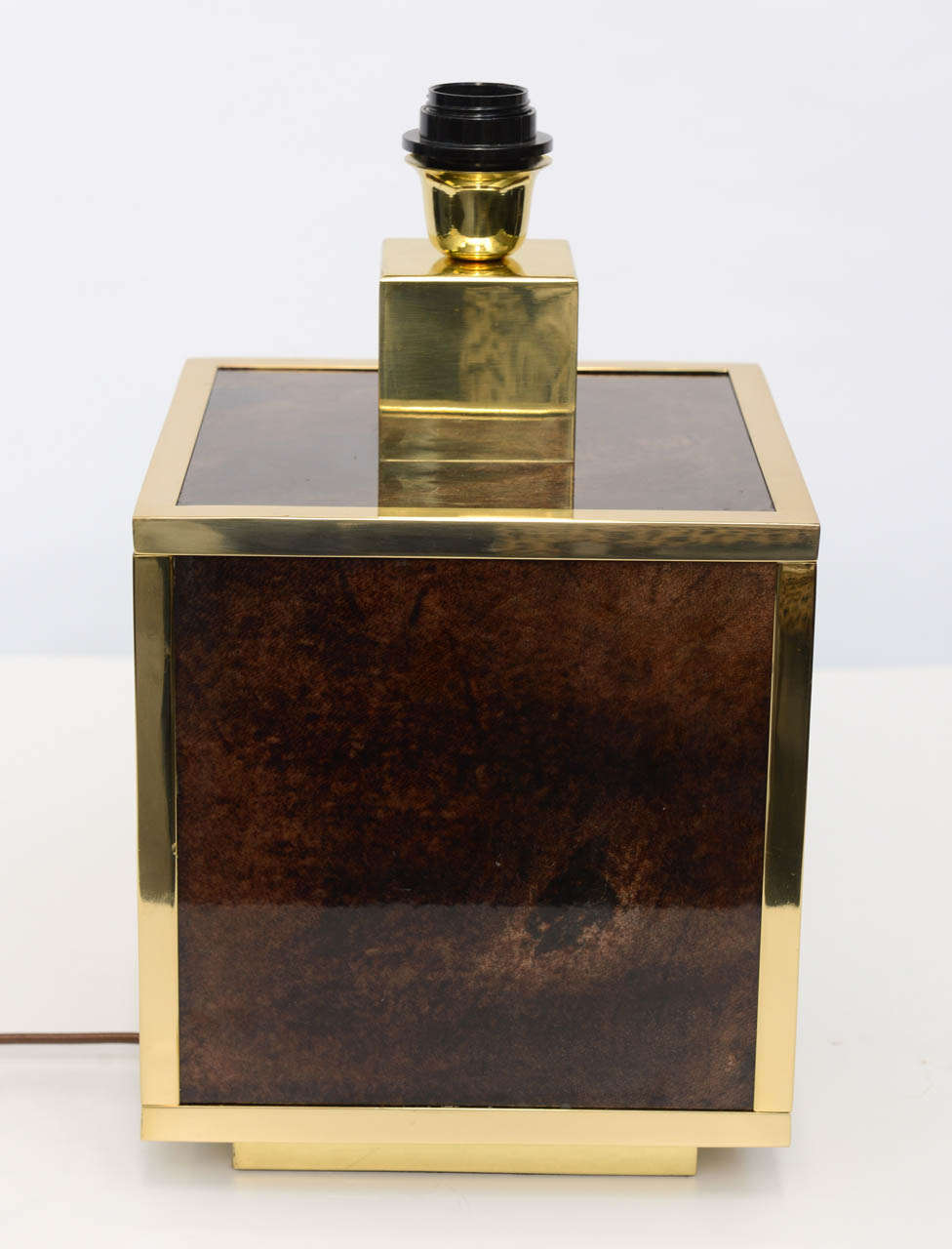 Perfectly restored, this goatskin clad cubed lamp is ready to go!
