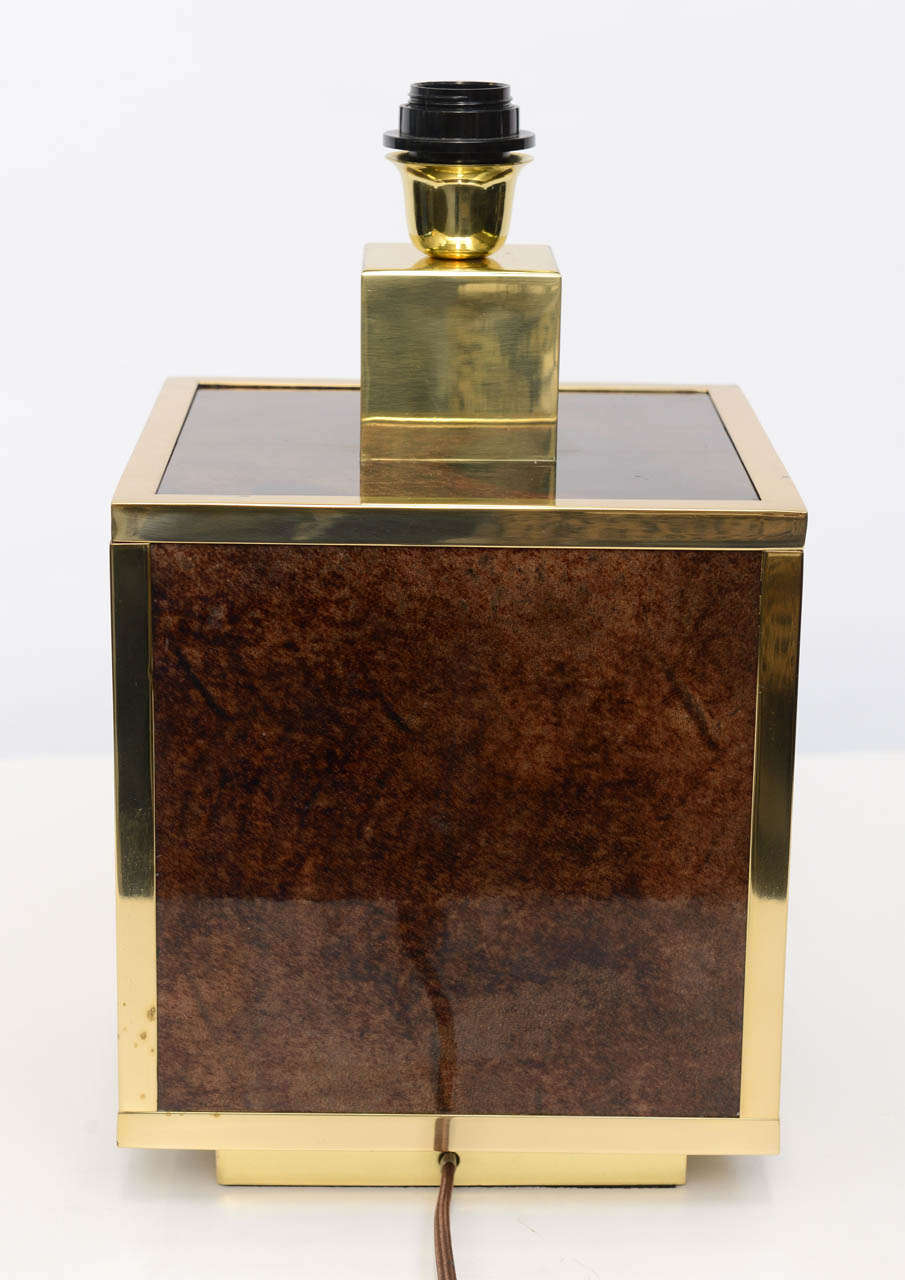 Mid-20th Century Aldo Tura Goatskin and Brass Table Lamp