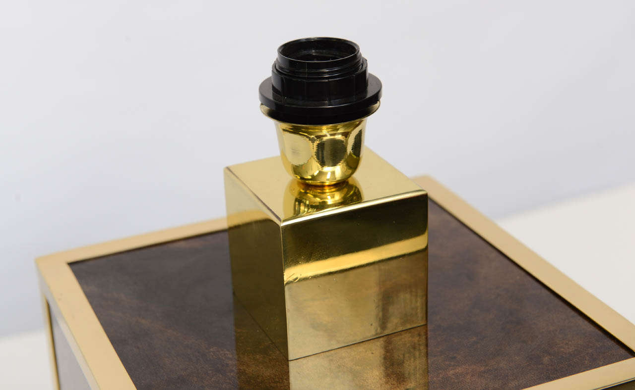 Aldo Tura Goatskin and Brass Table Lamp 1