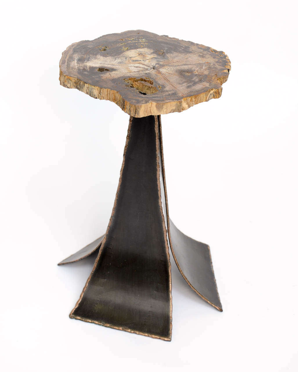 Petrified Wood and Iron Drinks Side Table 1