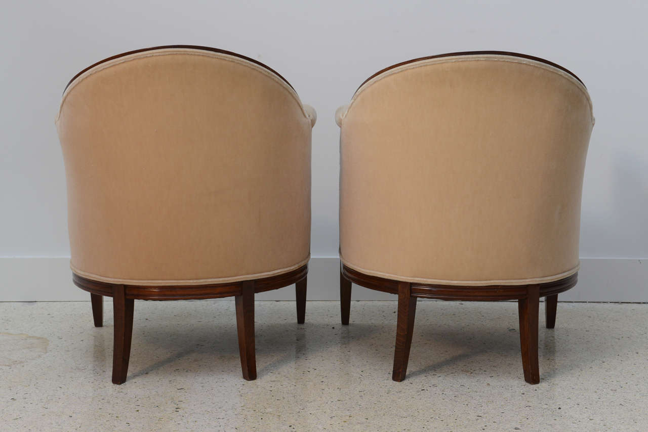 Fine Pair of French Art Deco Mahogany Chairs, Paul Follot For Sale 2