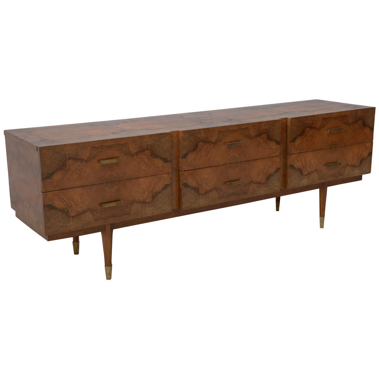 Italian Modern Root Wood Six-Drawer Buffet or Chest of Drawers, Style of Ponti