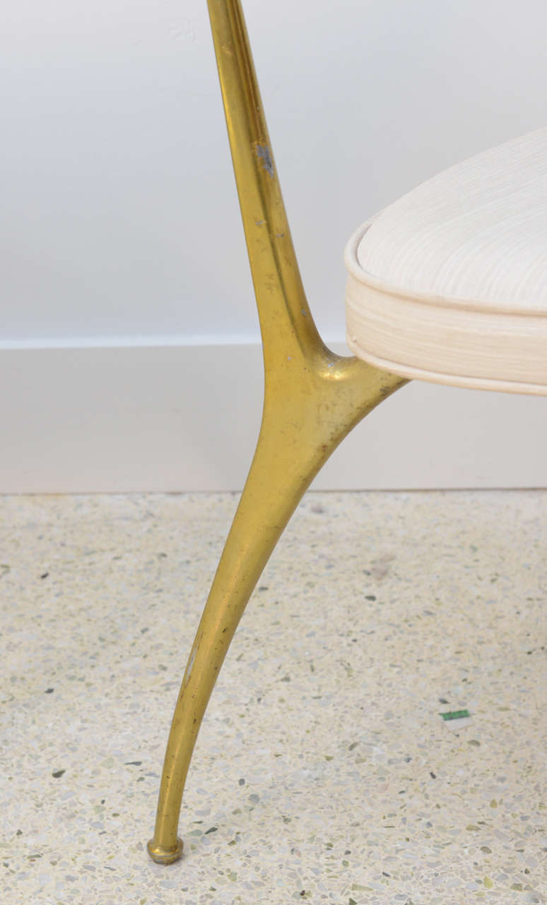 A Pair of Italian Modern Brass Klismos Chairs, Style of Ponti 2