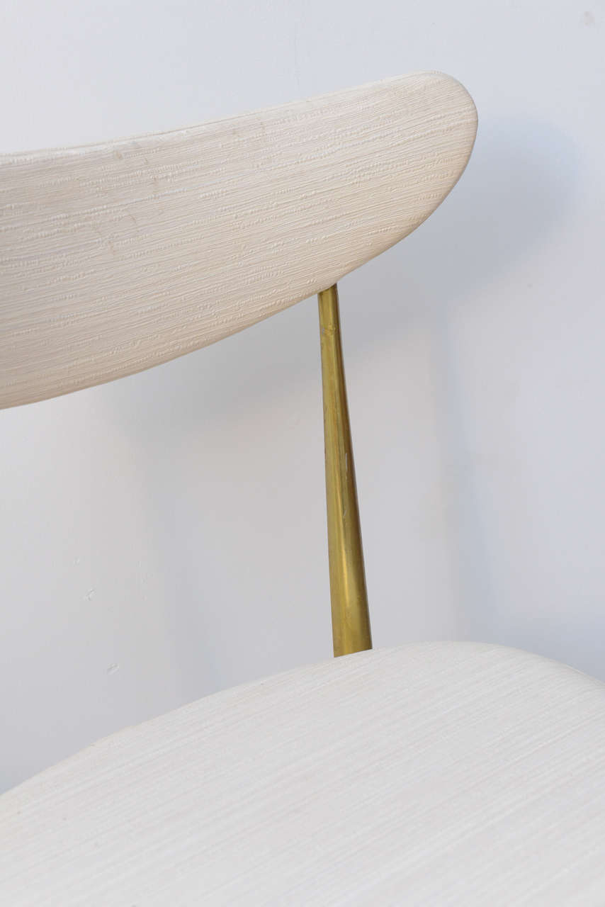 A Pair of Italian Modern Brass Klismos Chairs, Style of Ponti 4