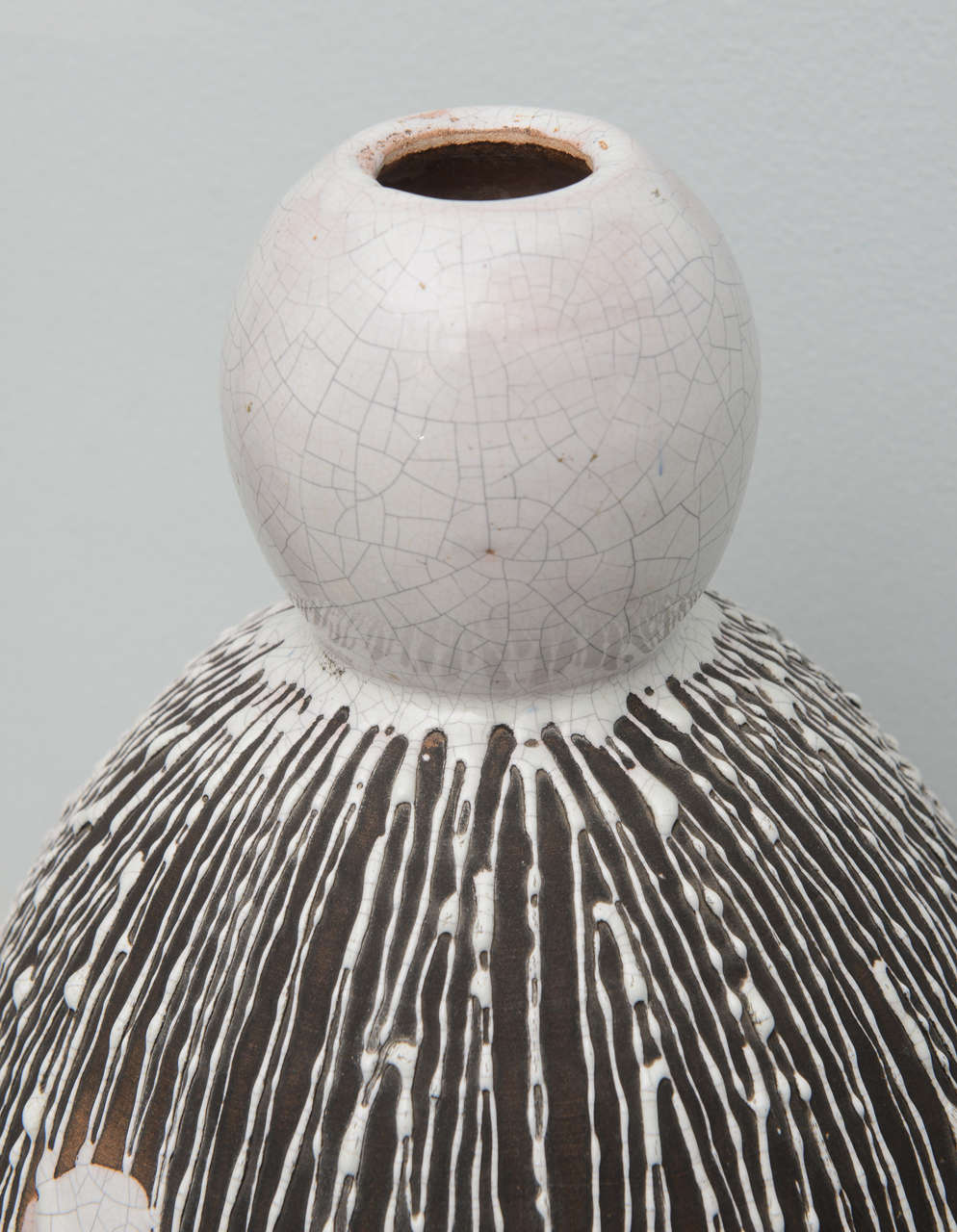 Mid-Century Modern A Primavera White, Brown and Black Glaze Vase