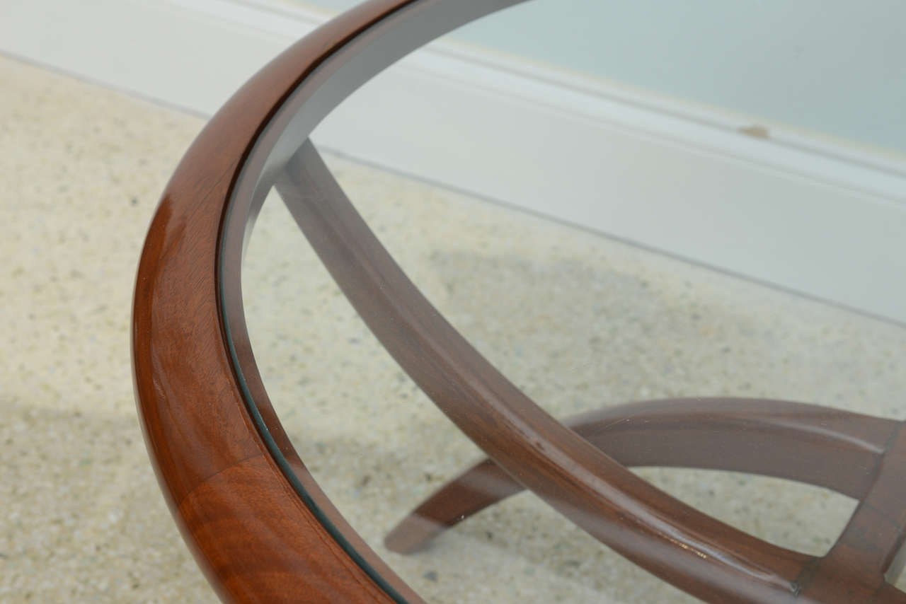 Italian Modern Mahogany and Glass Top Table, Carlo de Carli In Excellent Condition In Hollywood, FL