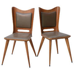 Pair of Italian Modern Walnut Side Chairs, Guglielmo Ulrich