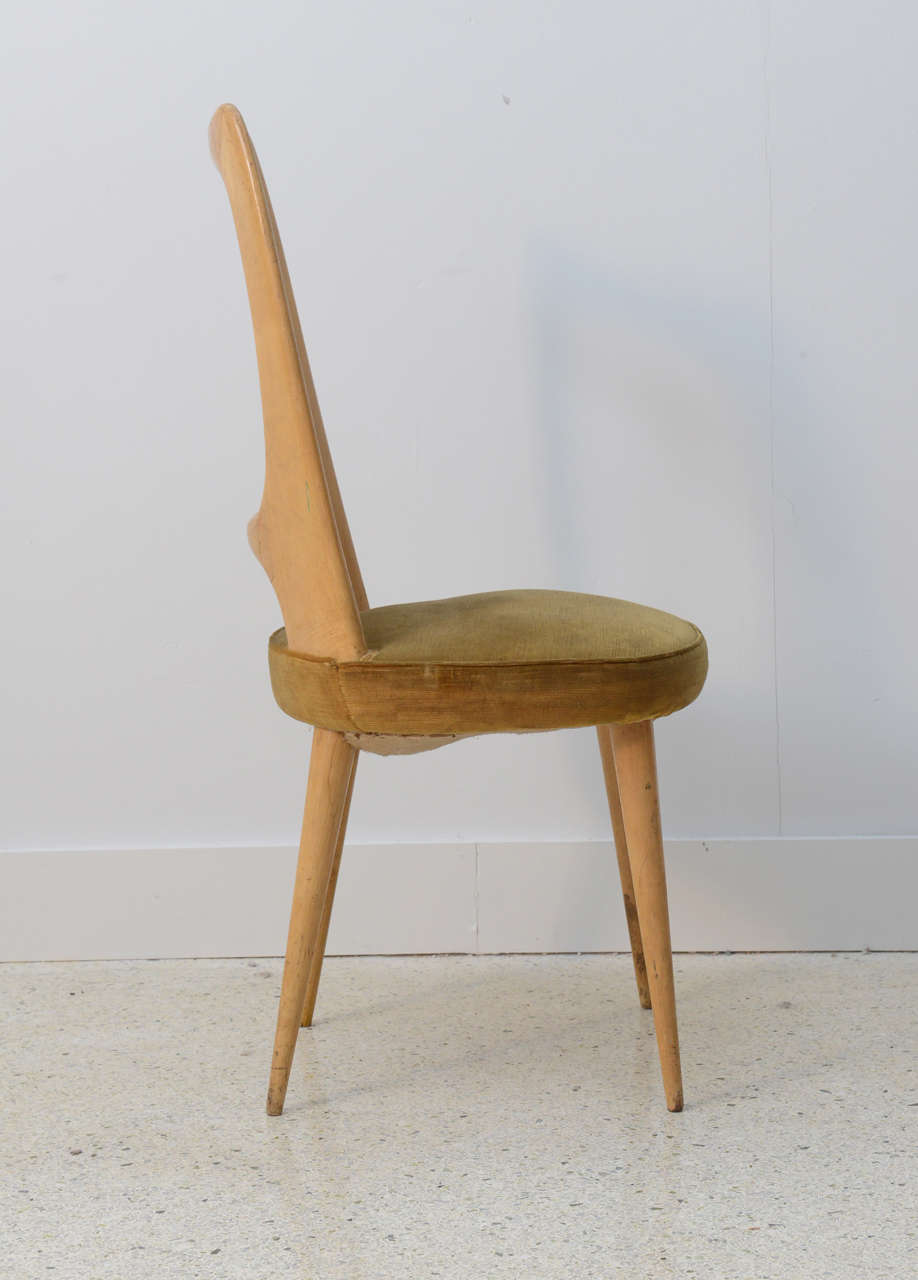 Mid-Century Modern Italian Modern Fruitwood Side/Desk Chair, Guglielmo Ulrich