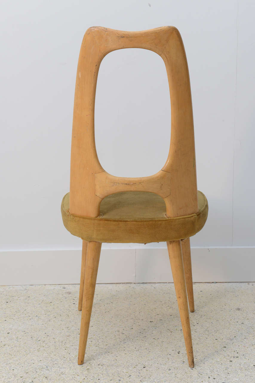 Mid-20th Century Italian Modern Fruitwood Side/Desk Chair, Guglielmo Ulrich