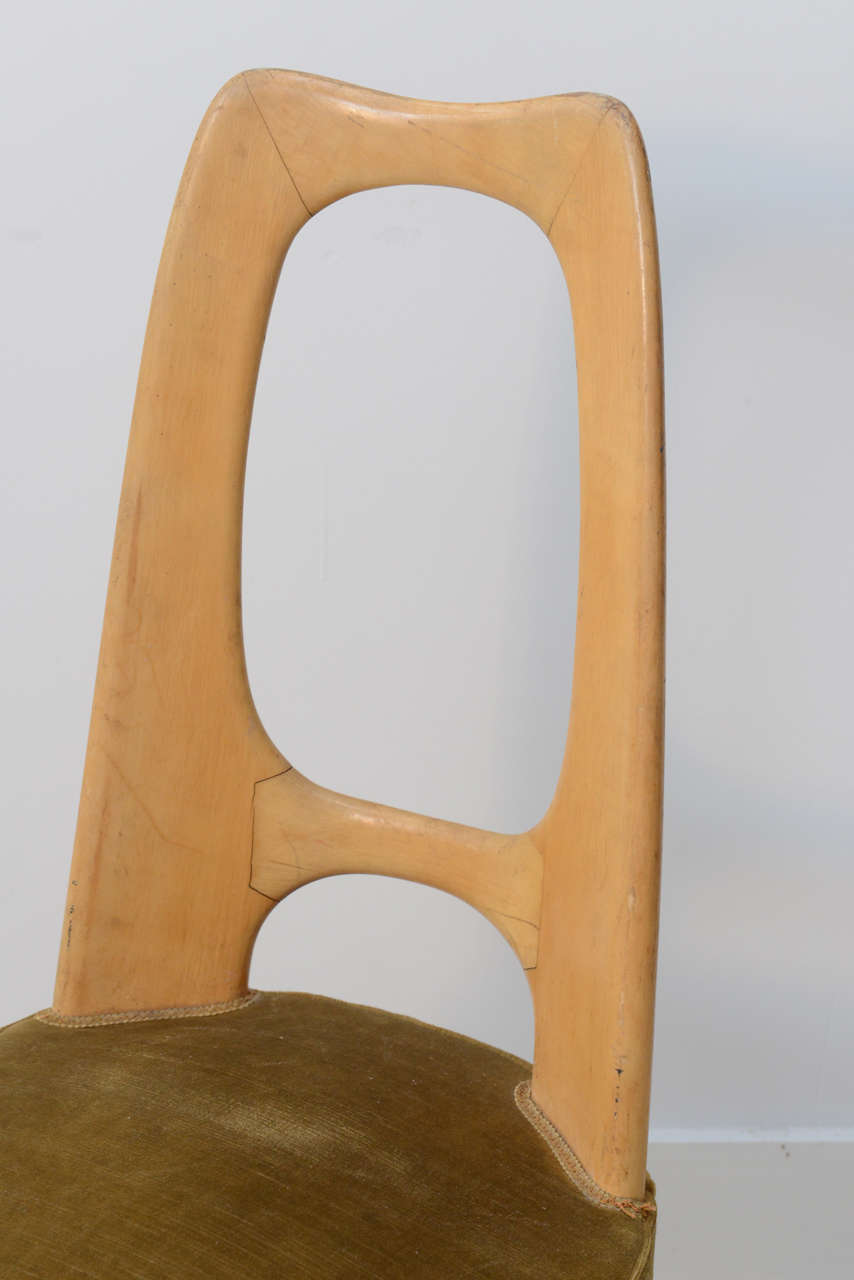 Italian Modern Fruitwood Side/Desk Chair, Guglielmo Ulrich 1