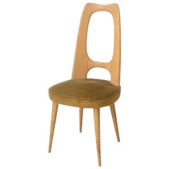 Italian Modern Fruitwood Side/Desk Chair, Guglielmo Ulrich