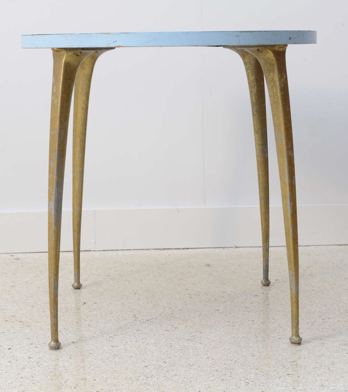 Metal Italian Modern Enameled and Brass Centre or Breakfast Table, Manner of Ponti For Sale