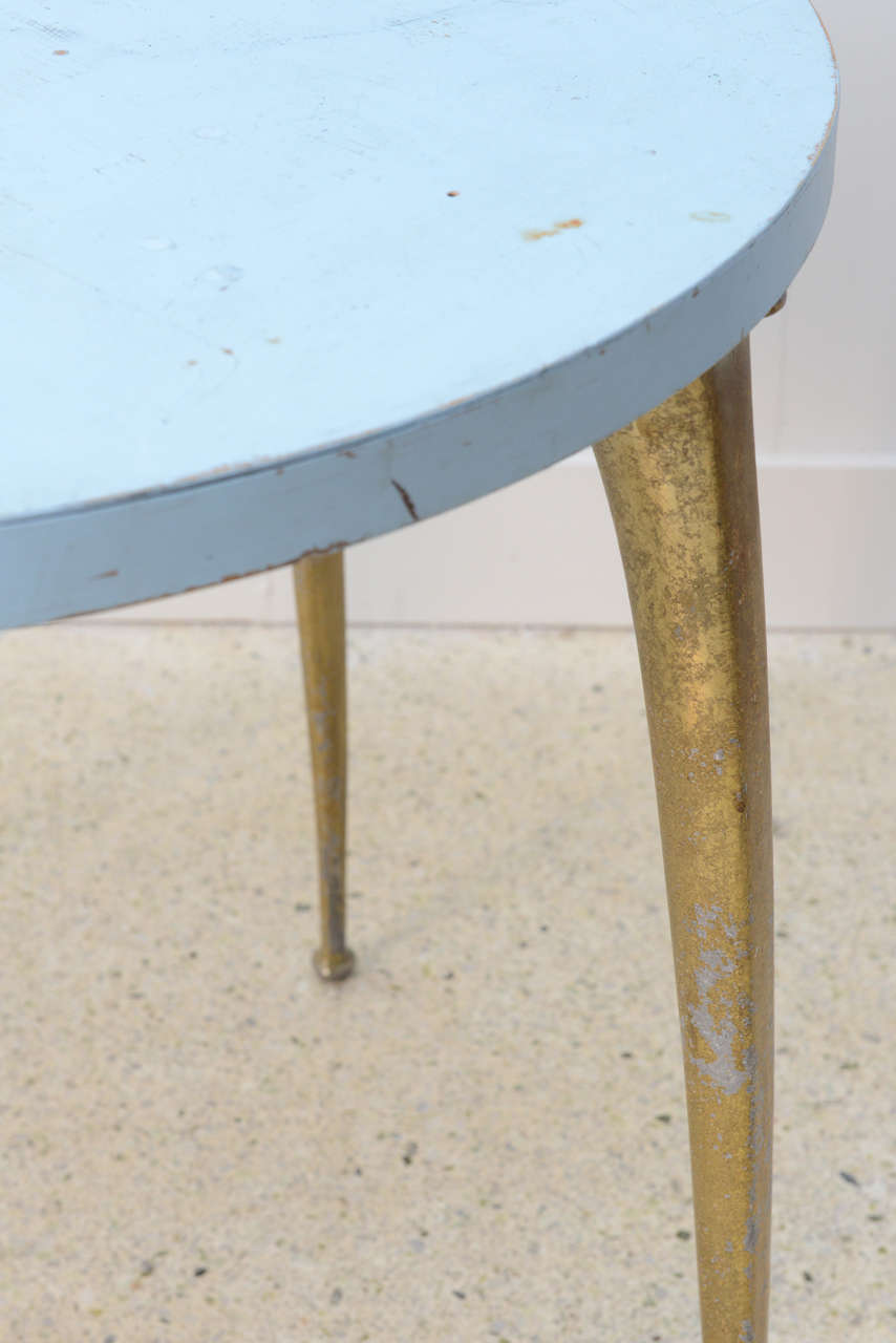 Italian Modern Enameled and Brass Centre or Breakfast Table, Manner of Ponti For Sale 1