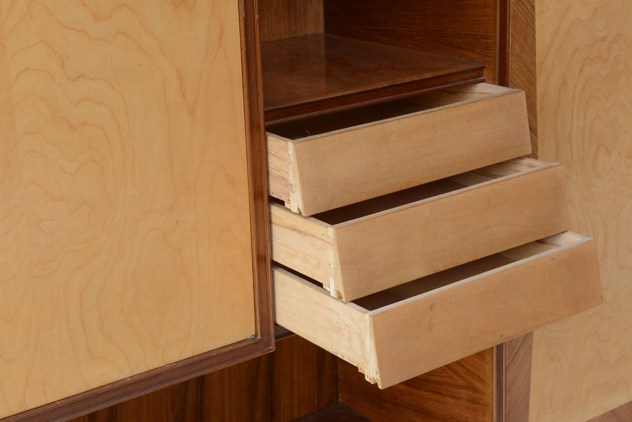 Italian Modern Walnut, Birch and Mahogany or Bookcase, Arturo