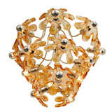 Clear and amber glass flower ceiling fixture by Mazzega