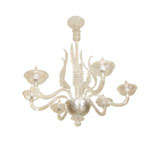 Large six arm glass chandelier with leafy elements by Barovier