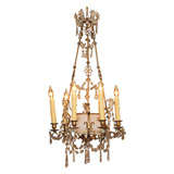 Charles X Crystal Chandelier with Opaline Bowl