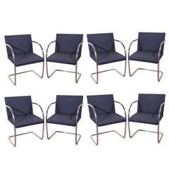 Set of Eight Tulbular Chrome Chairs in the Brno Style