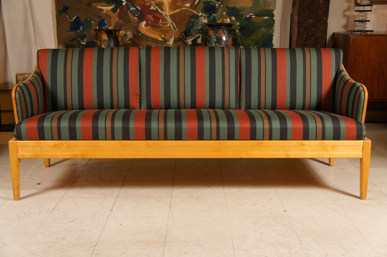 Scandinavian Modern 1940s Birchwood Sofa Bench/Settee by Carl Malmsten