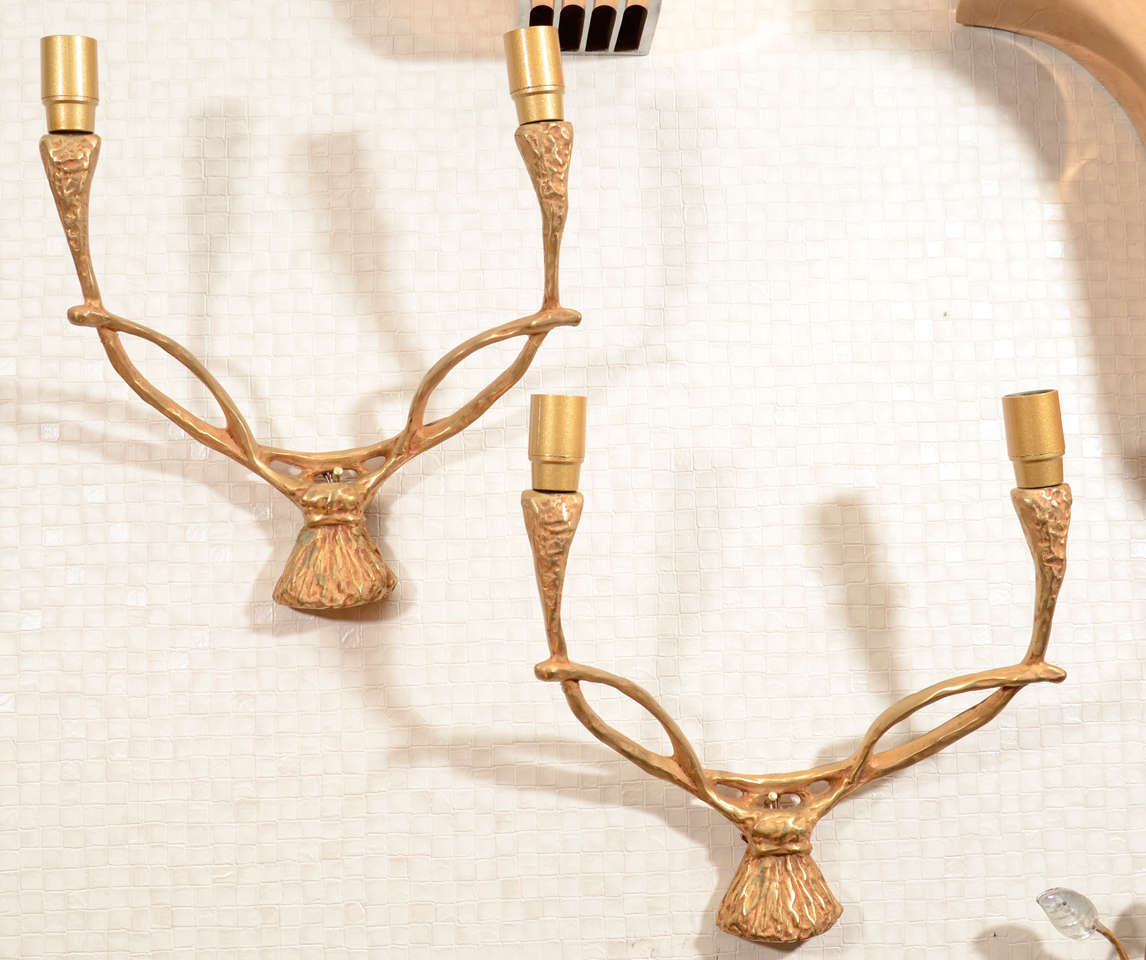 French Pair of 1960s Sconces Attributed to Felix Agostini For Sale