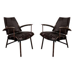Great Pair of 1950's Jacques Adnet armchairs