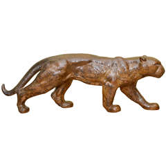 1930s Terracotta Statuette of a Panther Signed by Vago