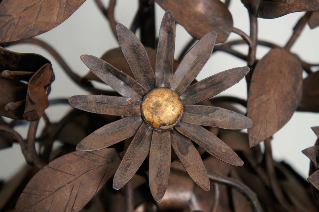 Wrought Metal Lamp with Artichokes and Sunflowers 1