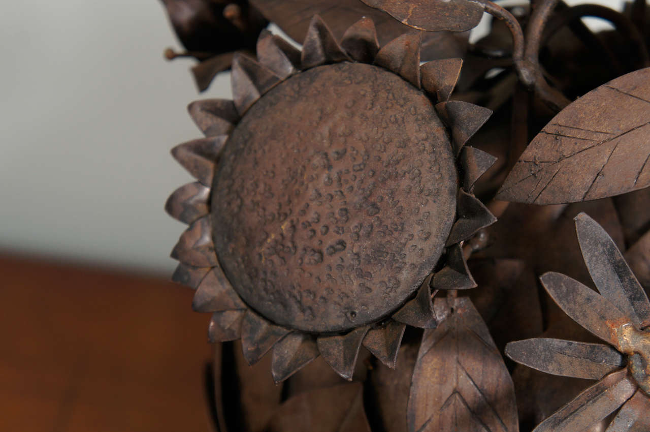 Wrought Metal Lamp with Artichokes and Sunflowers 2