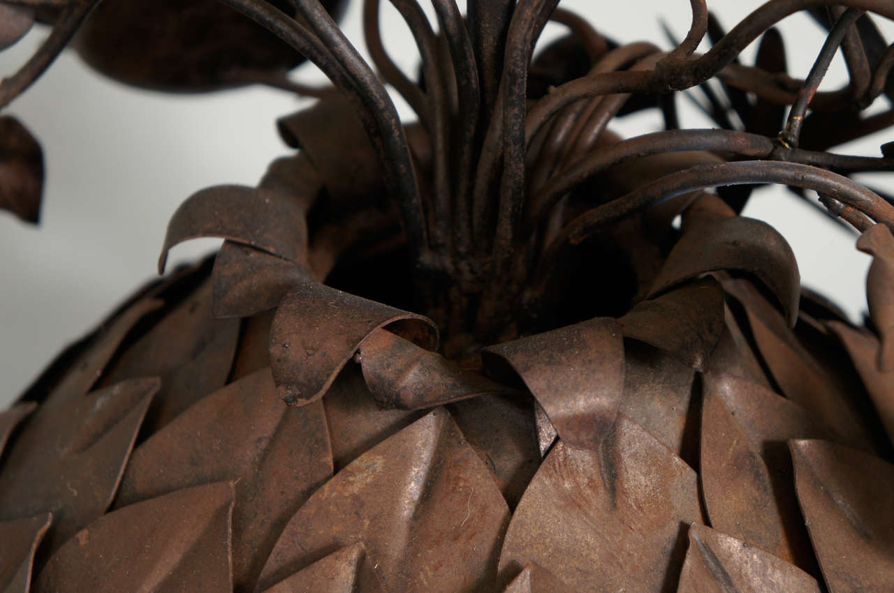 Wrought Metal Lamp with Artichokes and Sunflowers 5