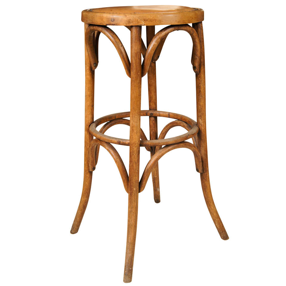 Continental Bentwood Bar Stool with Leather Seat