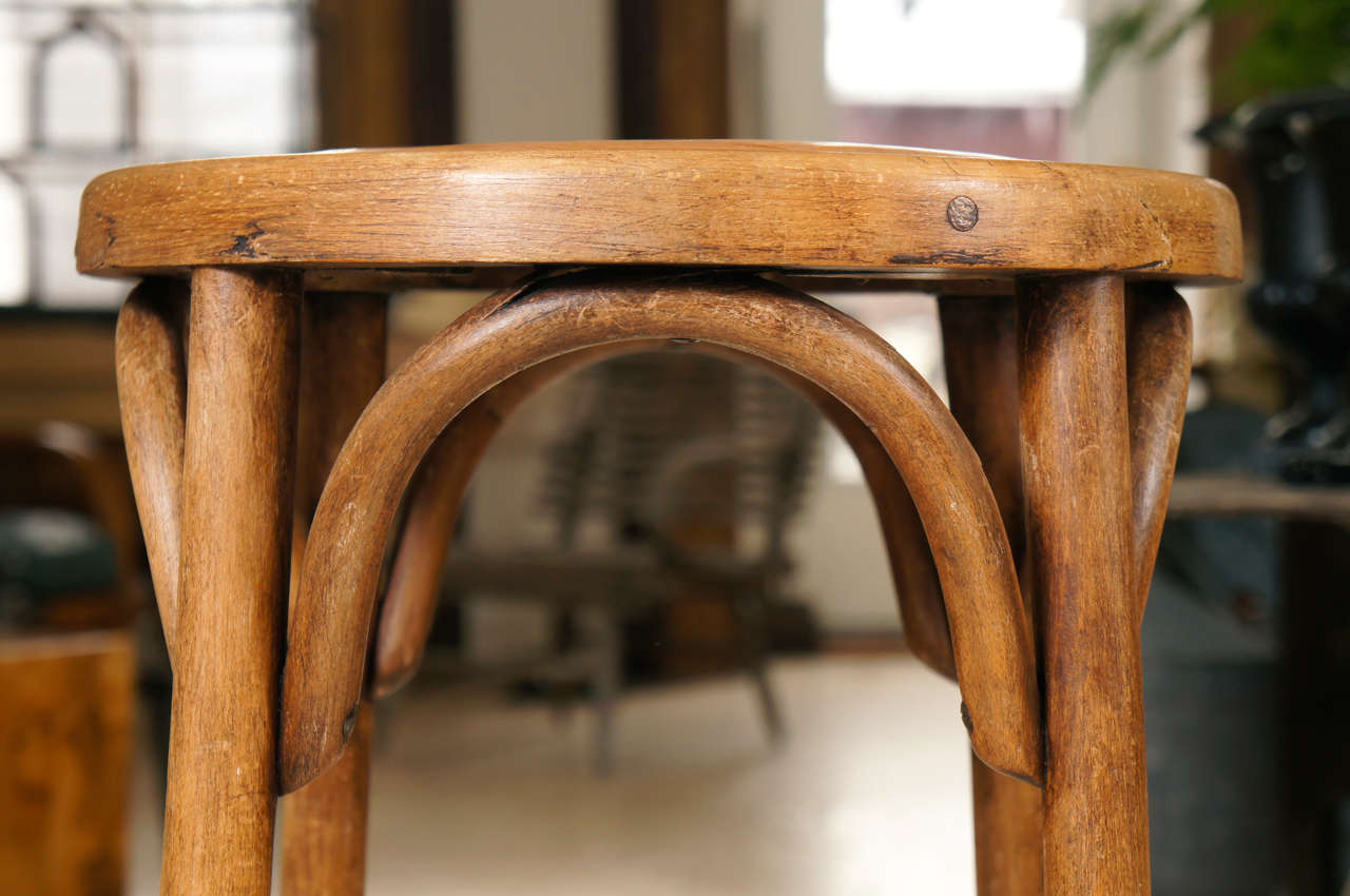 French Continental Bentwood Bar Stool with Leather Seat